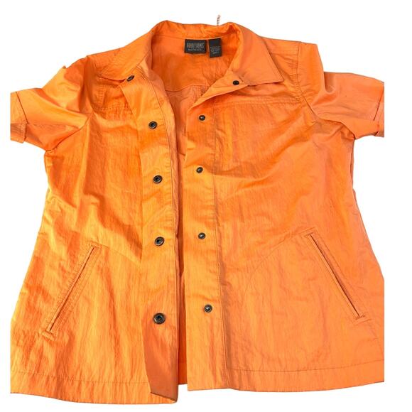 Additions by Chico's Women's Orange Short Sleeve Snap Button Up Shirt 1/Medium - Picture 3 of 9